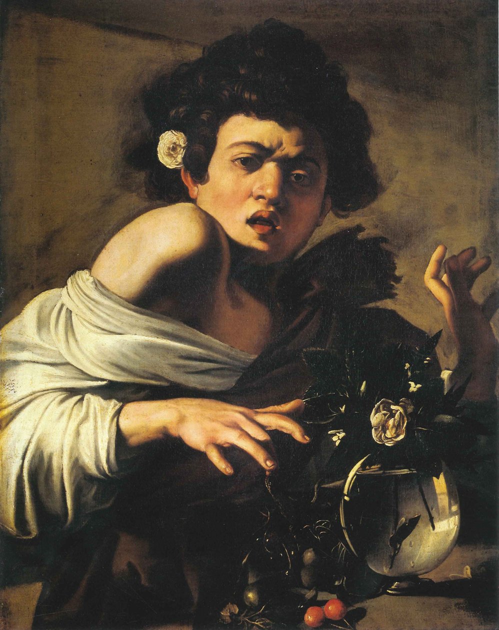 Chłopiec ugryziony przez jaszczurkę, 1596-97 autorstwa Michelangelo Merisi Caravaggio