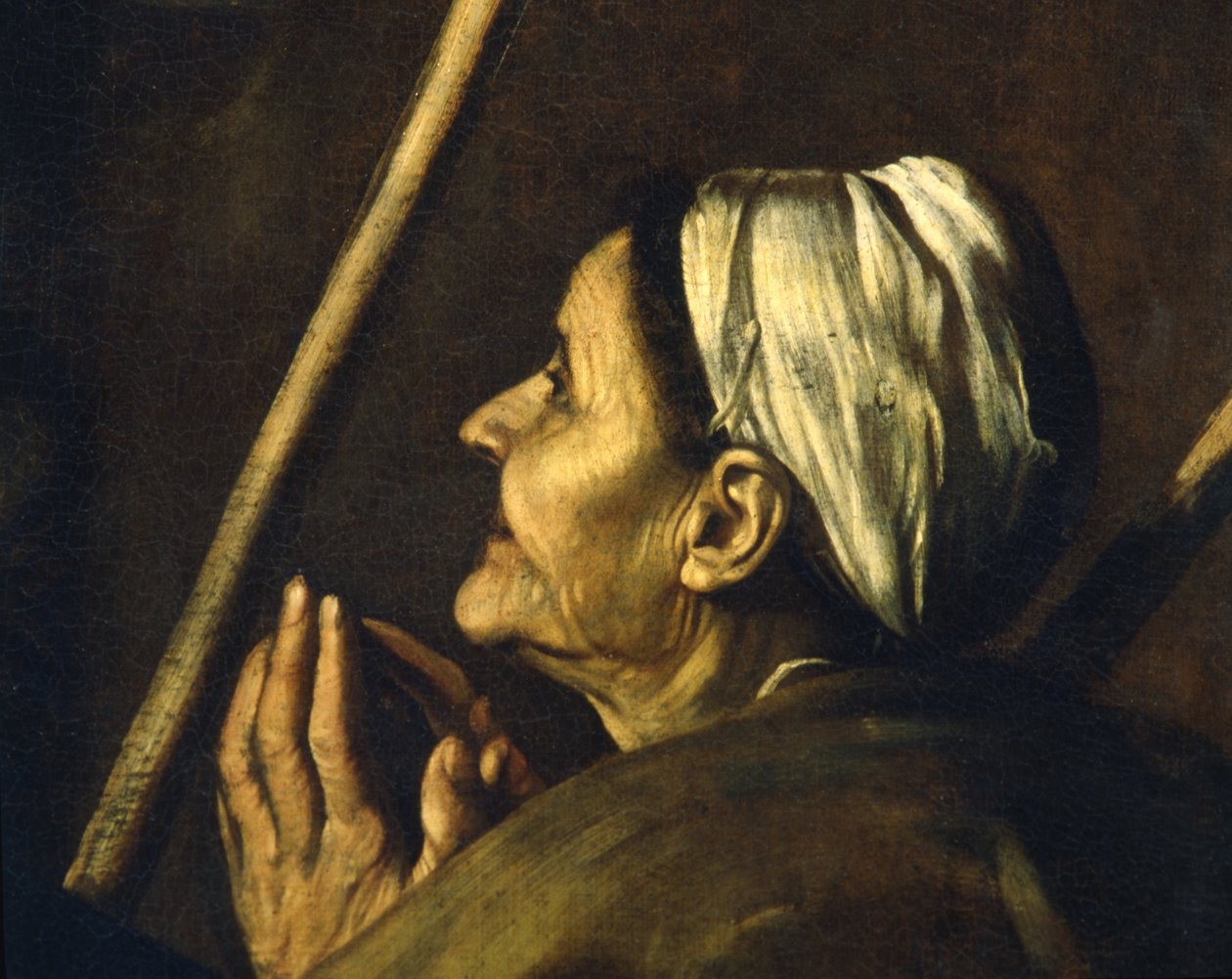 Detal z Madonny z Loreto, ok. 1606 autorstwa Michelangelo Merisi Caravaggio