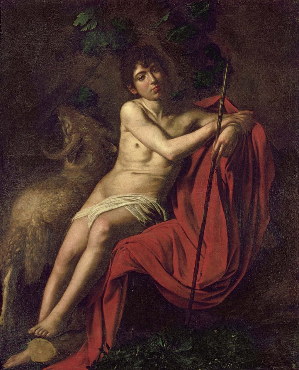 Św. Jan Chrzciciel na pustyni, ok. 1610 autorstwa Michelangelo Merisi Caravaggio