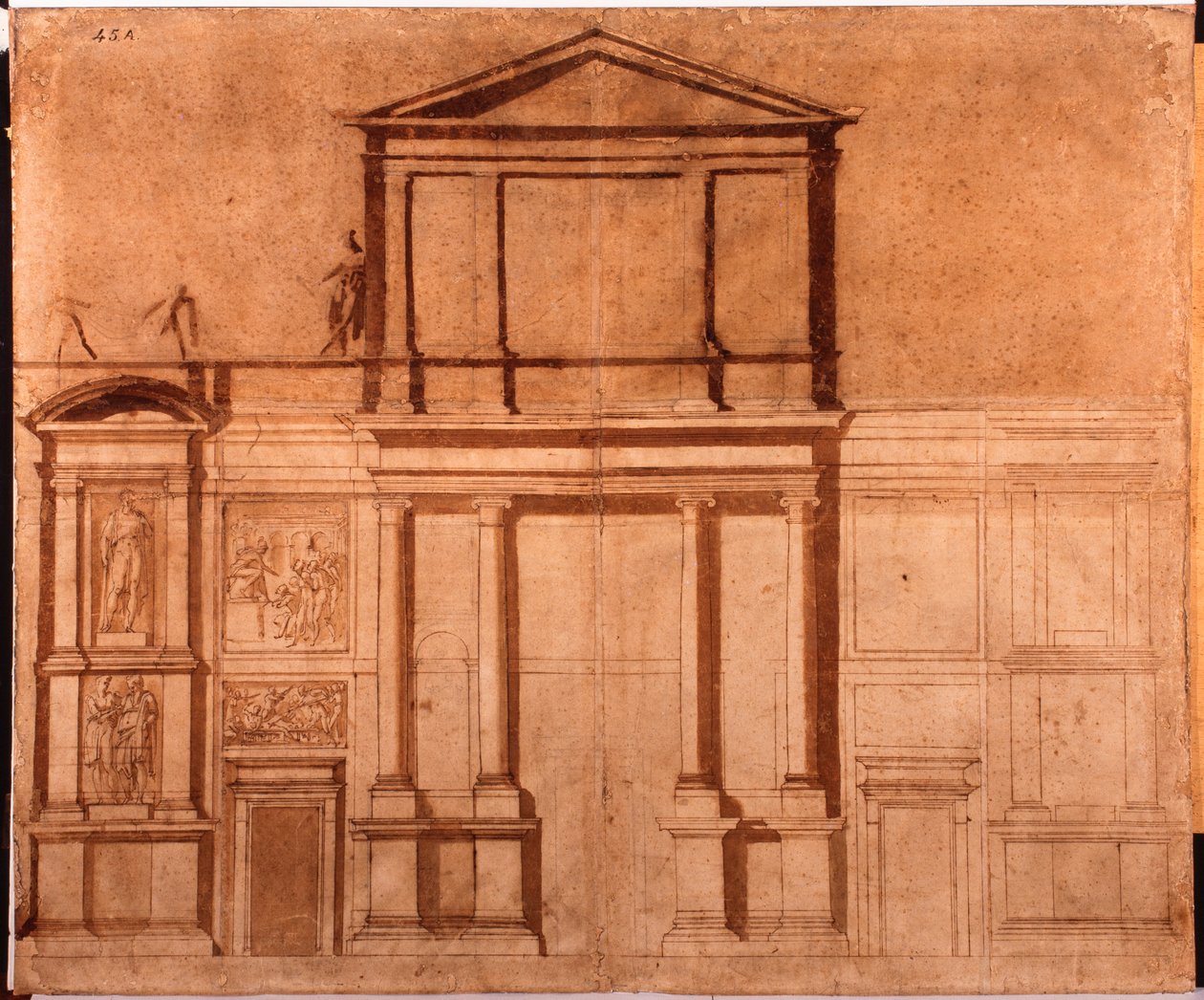 Rysunek fasady San Lorenzo autorstwa Michelangelo (after) Buonarroti