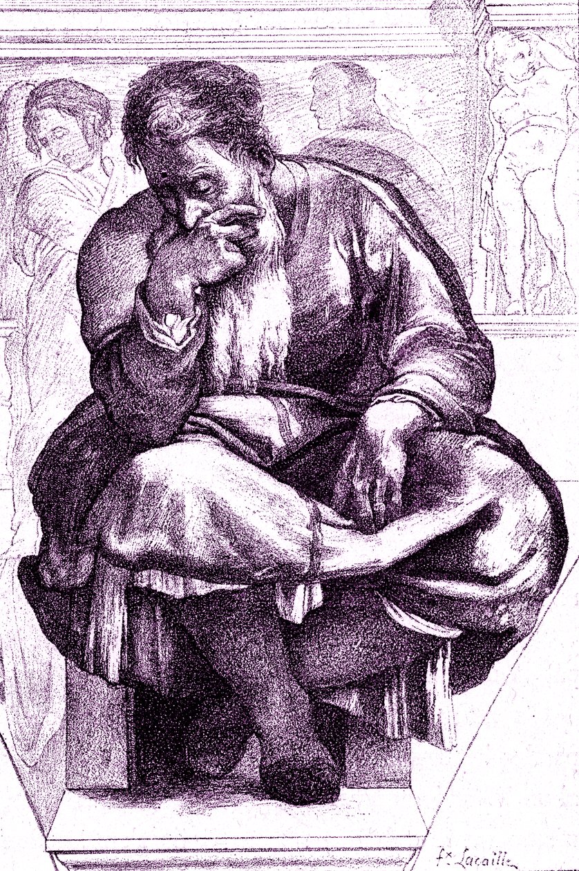 Jeremiasz, płaczący prorok autorstwa Michelangelo (after) Buonarroti