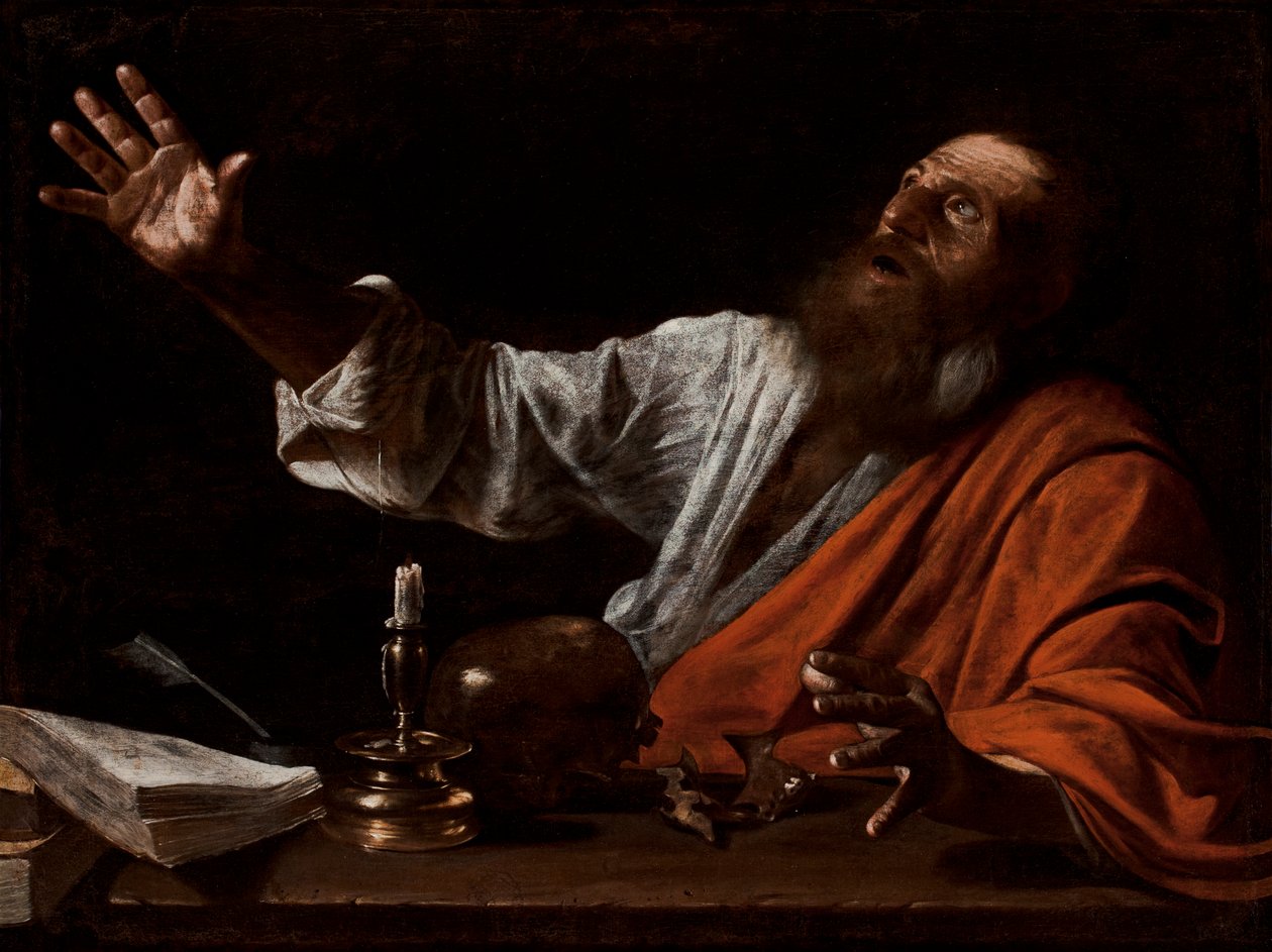 Wizja św. Hieronima, I poł. XVII w. (olej na płótnie) autorstwa Michelangelo (follower of) Caravaggio