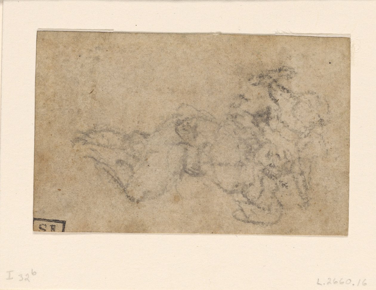 Michał Anioł - Dawid i Goliat. Studia architektoniczne, ok. 1550-1556, I, 32b. autorstwa Michelangelo