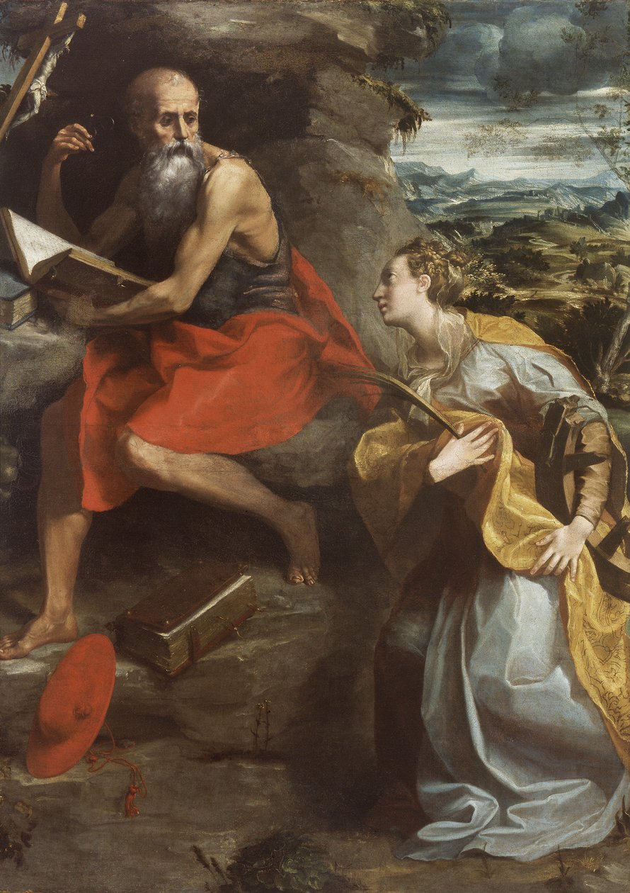 Św. Hieronim i Św. Katarzyna Aleksandryjska autorstwa Michelangelo Anselmi