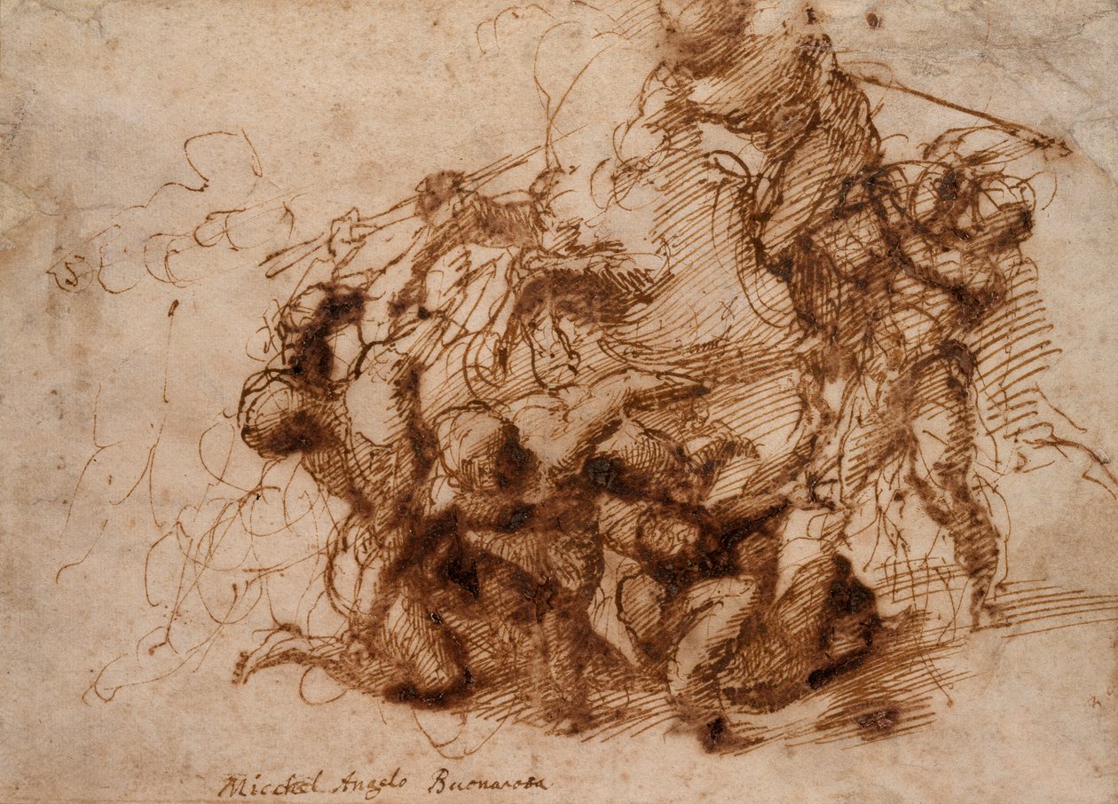 Scena bitewna, początek XVI wieku. autorstwa Michelangelo Buonarroti