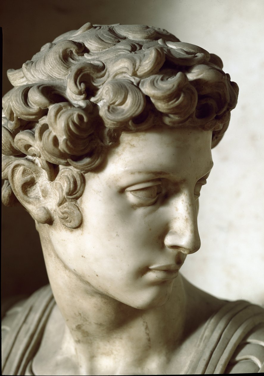 Alegoria Dnia i Nocy: szczegół zmarłego. Mauzoleum Giuliano de Medici. Marmurowa rzeźba autorstwa Michelangelo Buonarroti