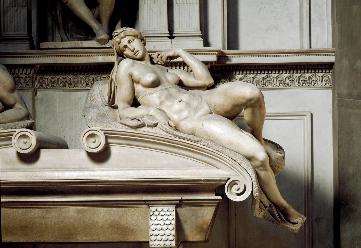 Alegoria Aurory. Grób Laurenta II Medyceuszy. Rzeźba z marmuru 1531 autorstwa Michelangelo Buonarroti