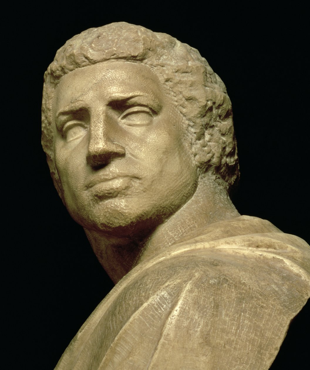 Brutus, fragment głowy z popiersia Michała Anioła Buonarrotiego 1475-1564, ok.1539-40 fragment marmuru z 79848 autorstwa Michelangelo Buonarroti