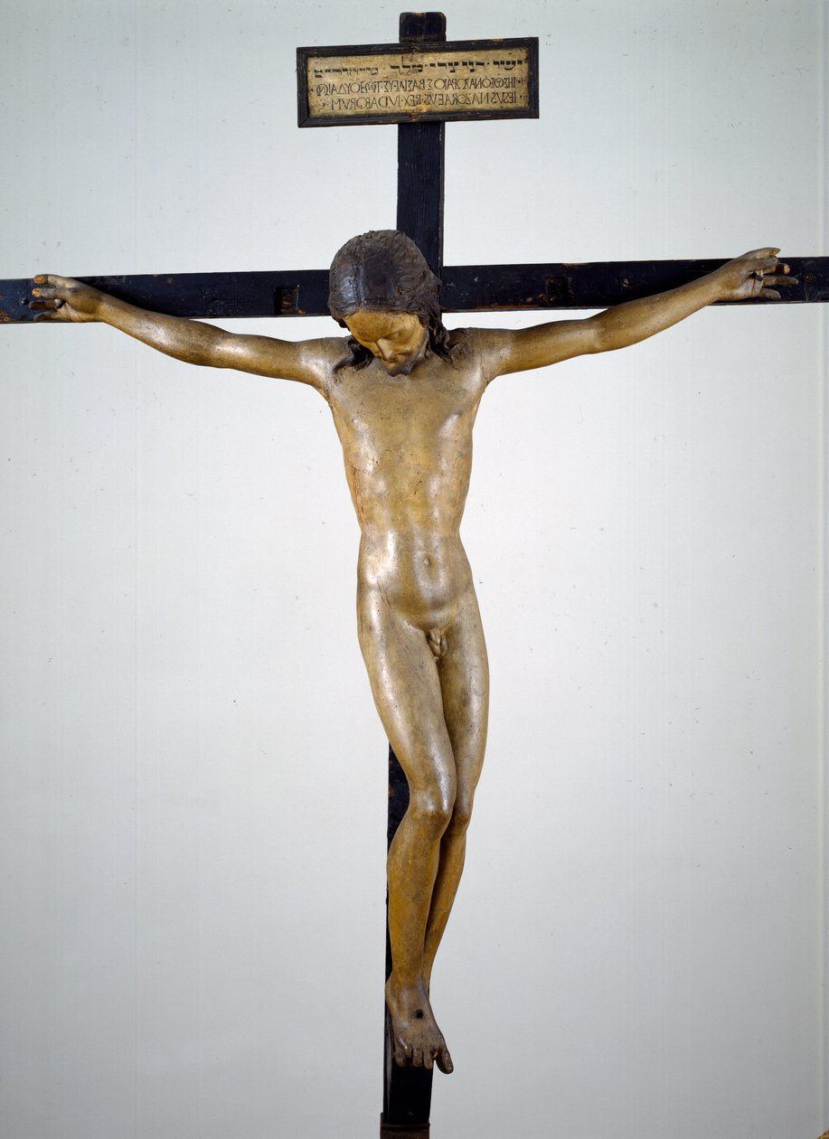 Krucyfiks, ok.1492-94 (drewno polichromowane) autorstwa Michelangelo Buonarroti