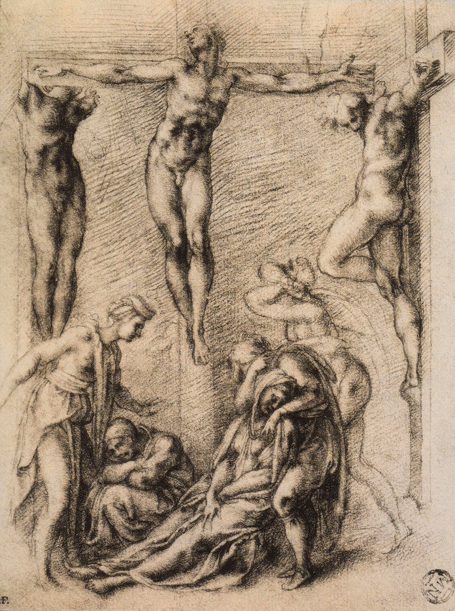 Ukrzyżowanie, rysunek Michała Anioła. Musée du Louvre, Paryż autorstwa Michelangelo Buonarroti