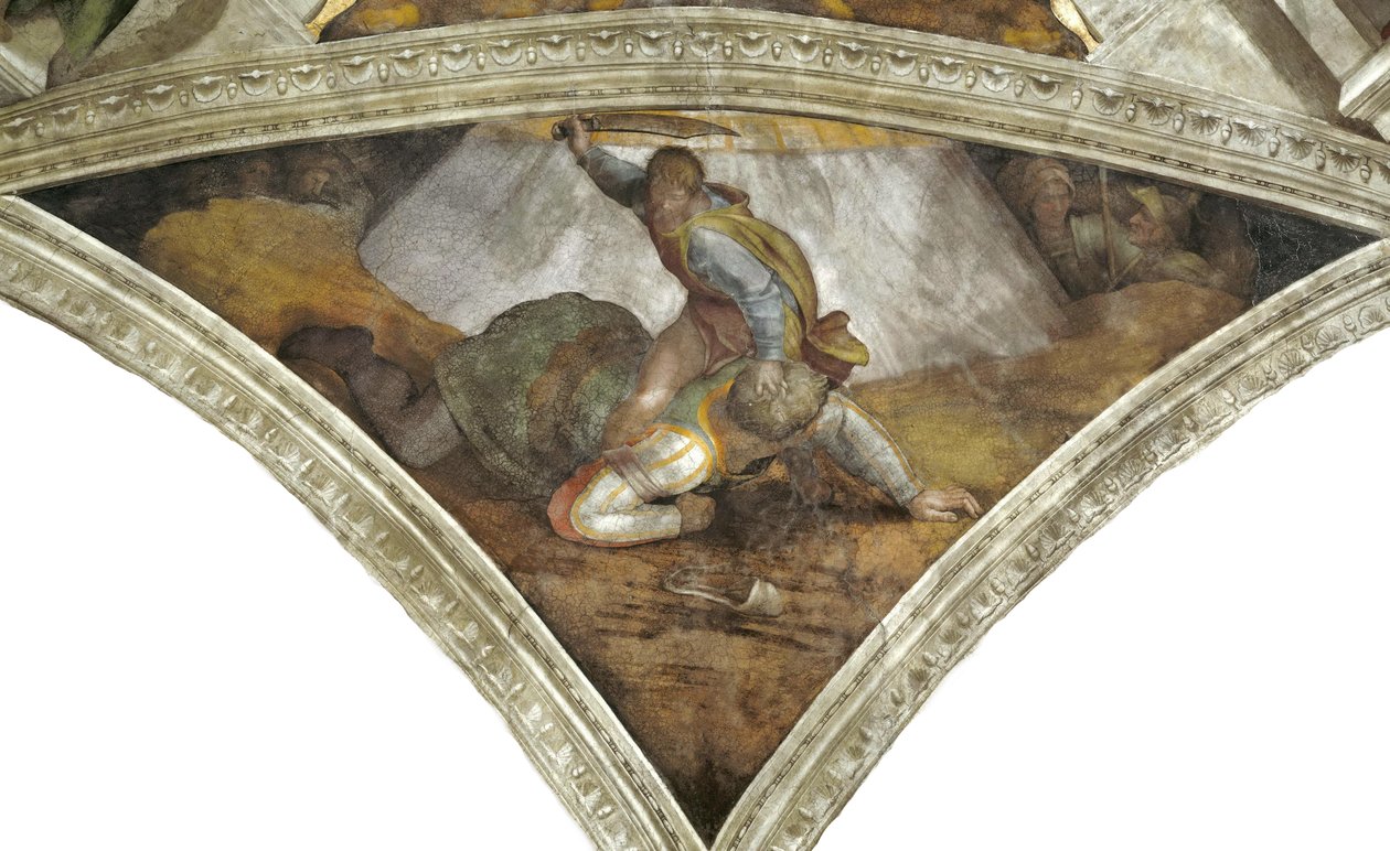 Sufit Kaplicy Sykstyńskiej Dawida i Goliata w Watykanie, 1508-1512. autorstwa Michelangelo Buonarroti