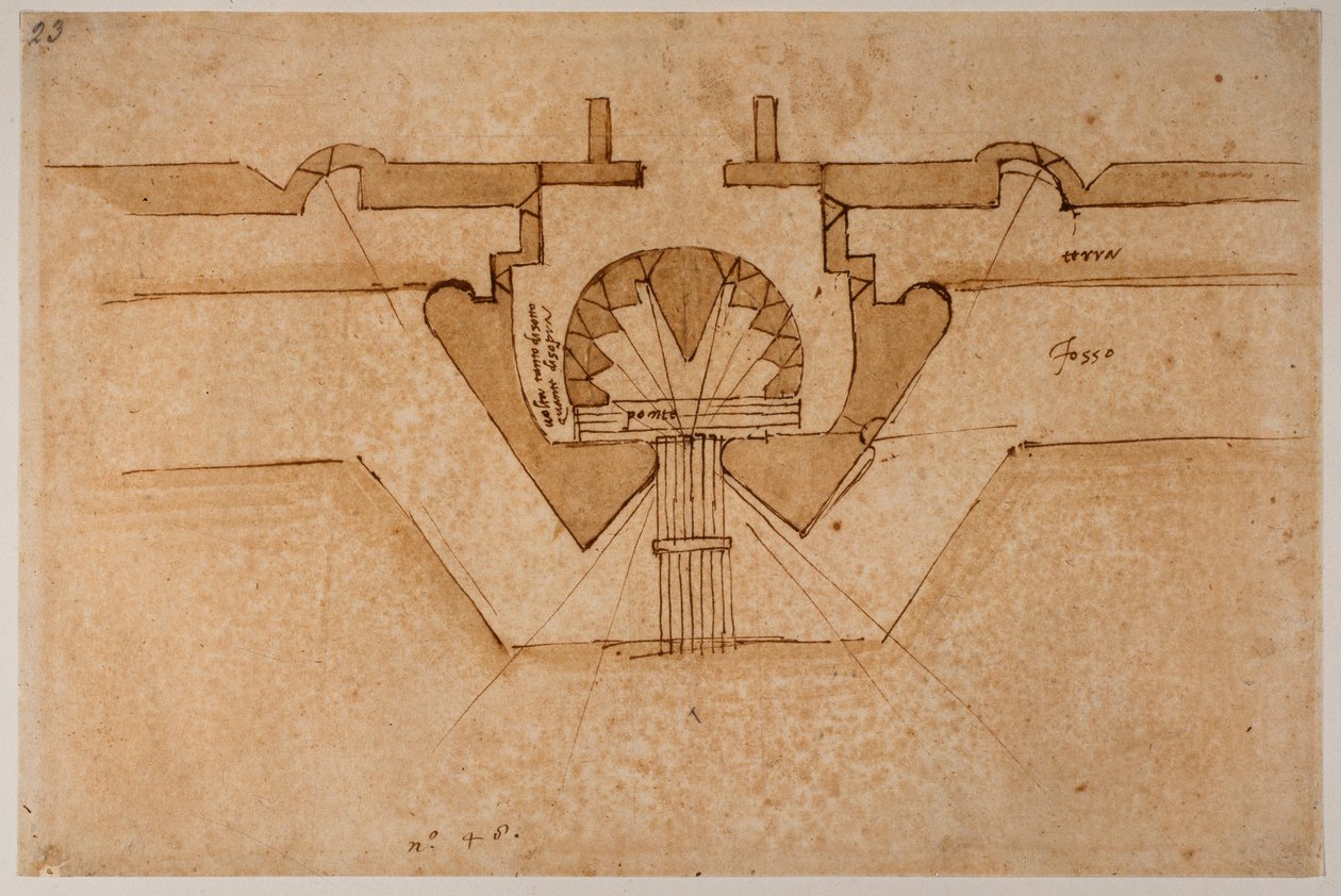 Projekt bastionu dla bramy autorstwa Michelangelo Buonarroti