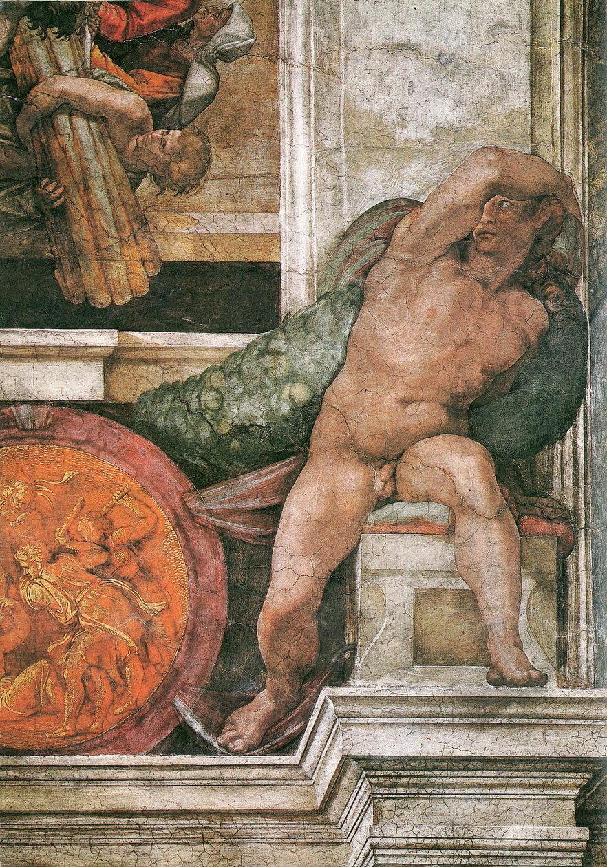 Fragment sufitu Kaplicy Sykstyńskiej w Watykanie, 1508-1512 autorstwa Michelangelo Buonarroti