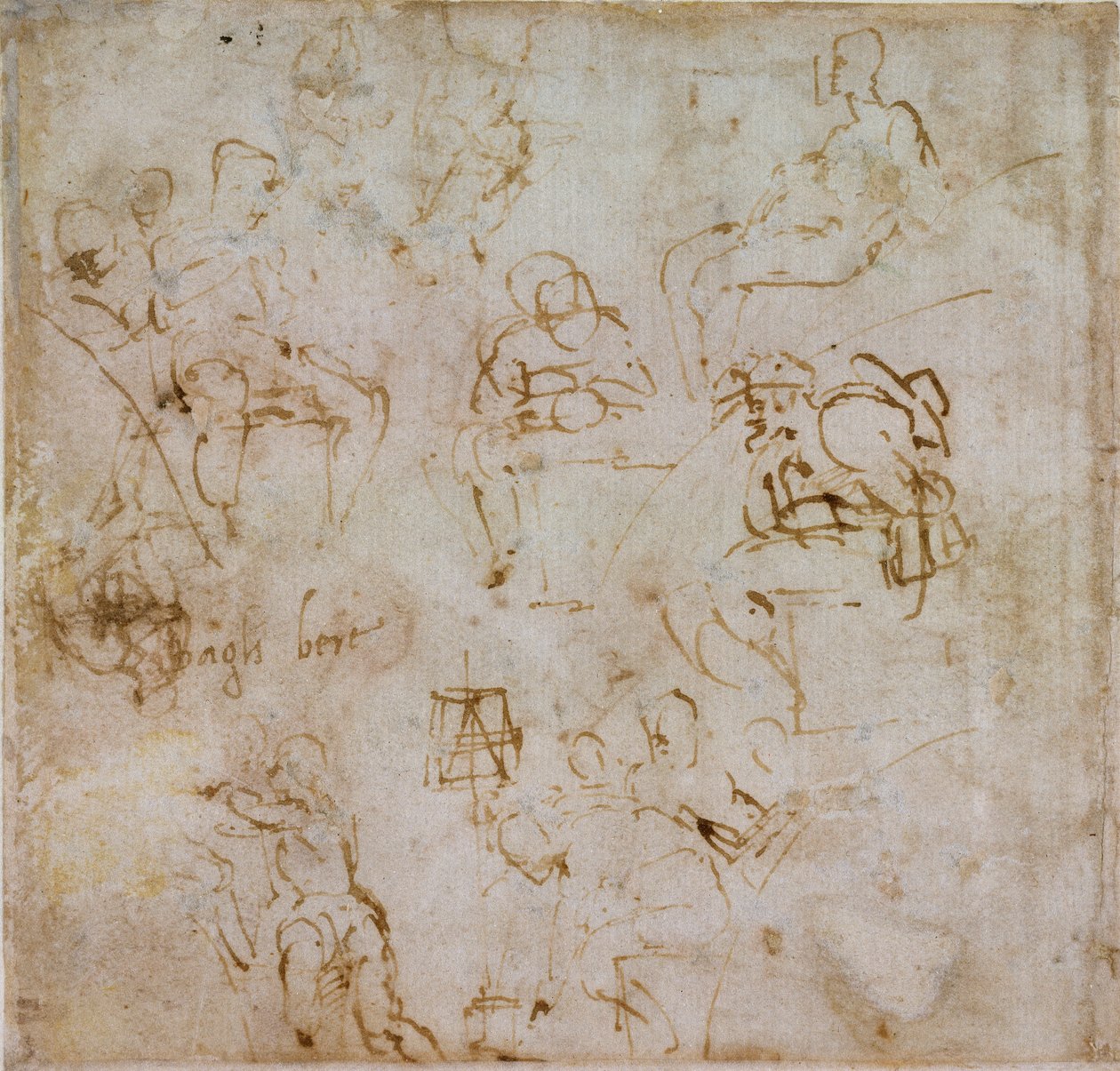 Osiem małych badań figur, c1490-1560 autorstwa Michelangelo Buonarroti