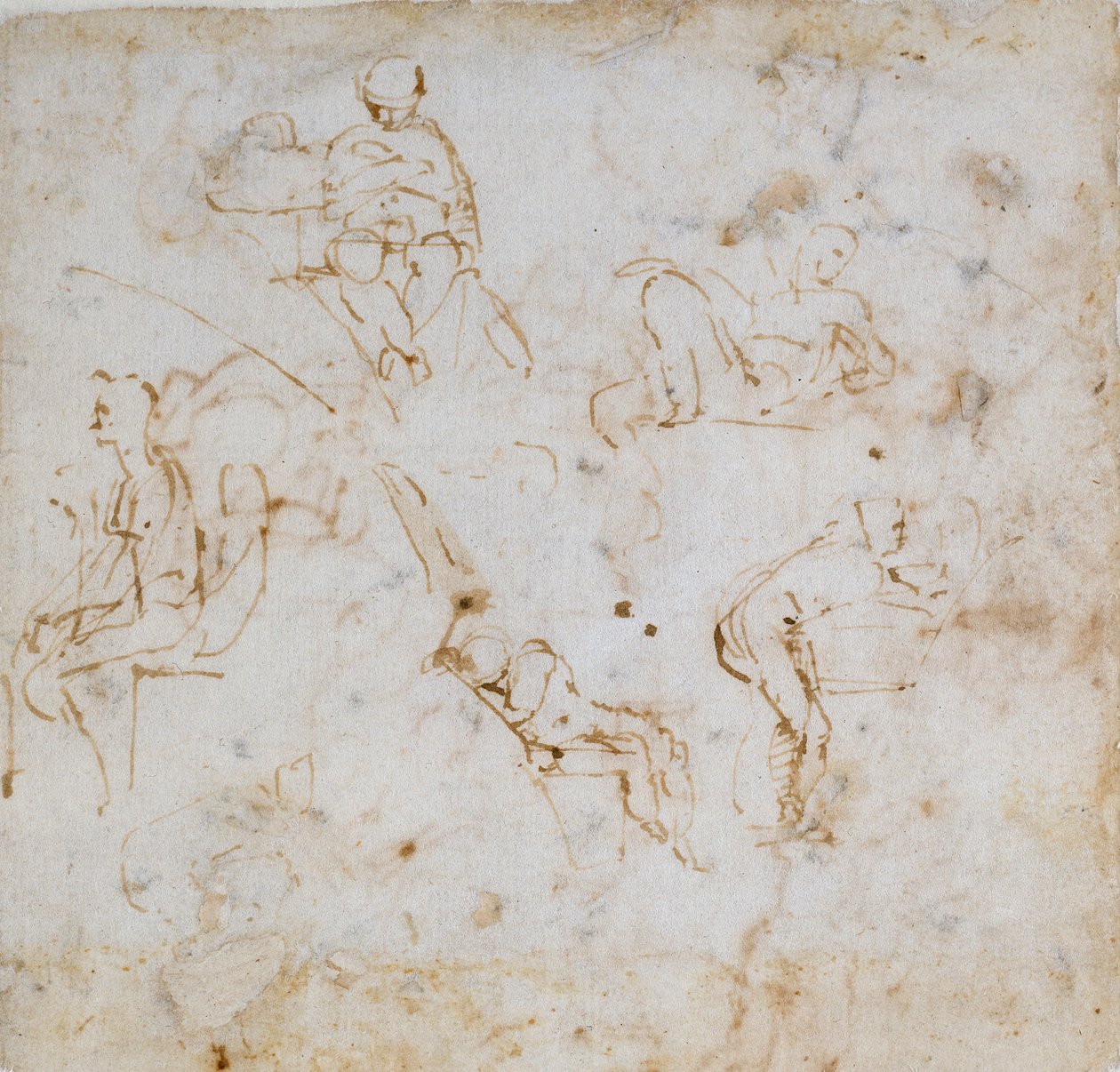 Badania pięciu małych figur, c1490-1560 autorstwa Michelangelo Buonarroti