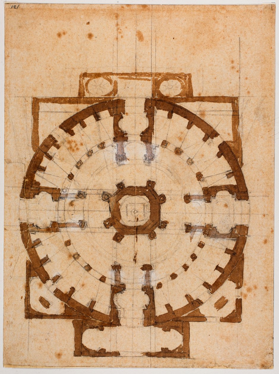 Plan pięter San Giovanni dei Fiorentini autorstwa Michelangelo Buonarroti