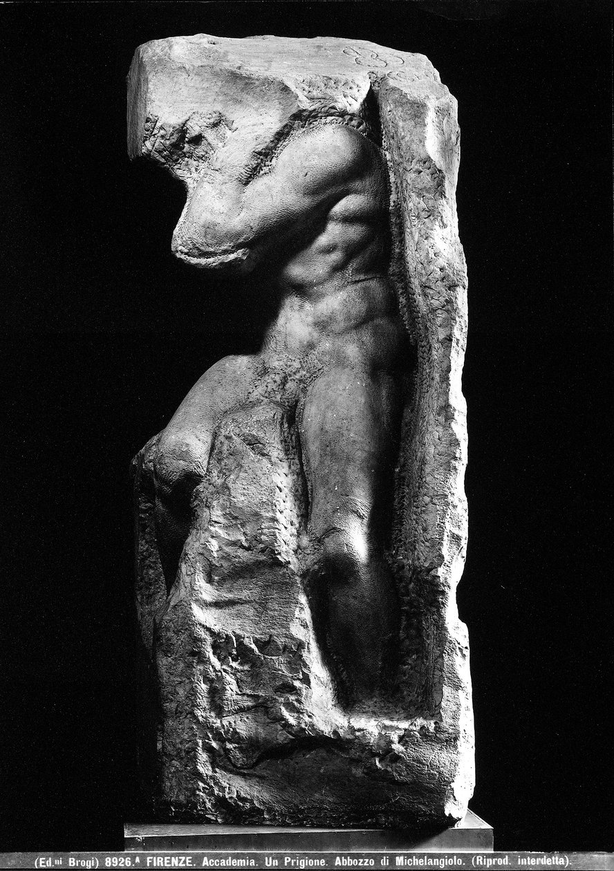 Widok z przodu na niewolnika Michała Anioła Buonarrotiego autorstwa Michelangelo Buonarroti
