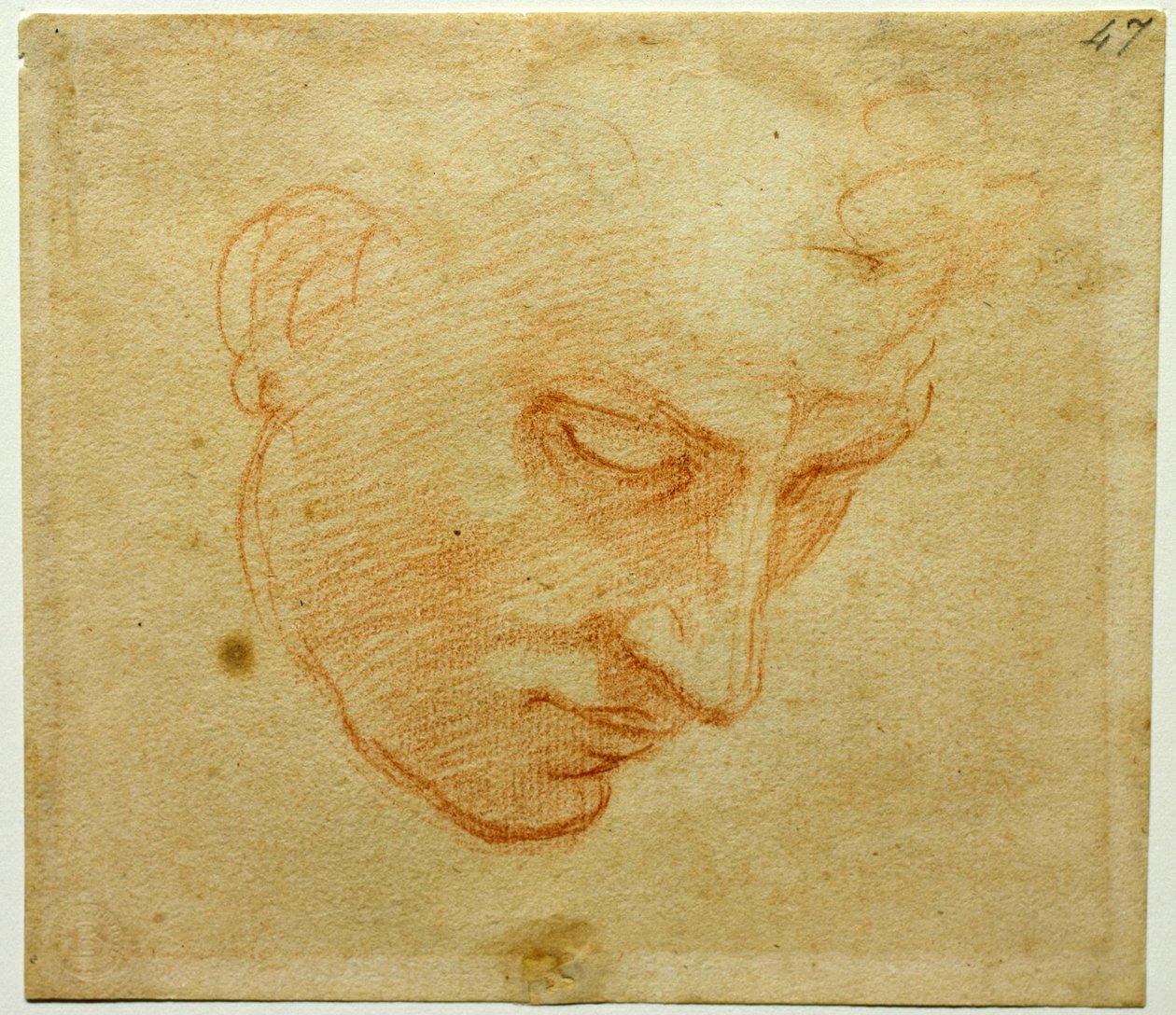 Studium Głowy do sufitu Kaplicy Sykstyńskiej, ok. 1509-1510 autorstwa Michelangelo Buonarroti