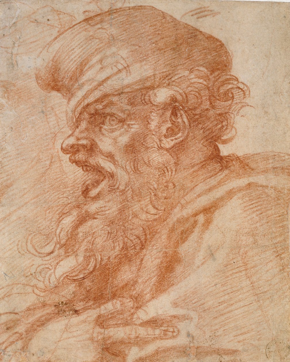 Głowa krzyczącego brodatego mężczyzny, XVI wiek autorstwa Michelangelo Buonarroti