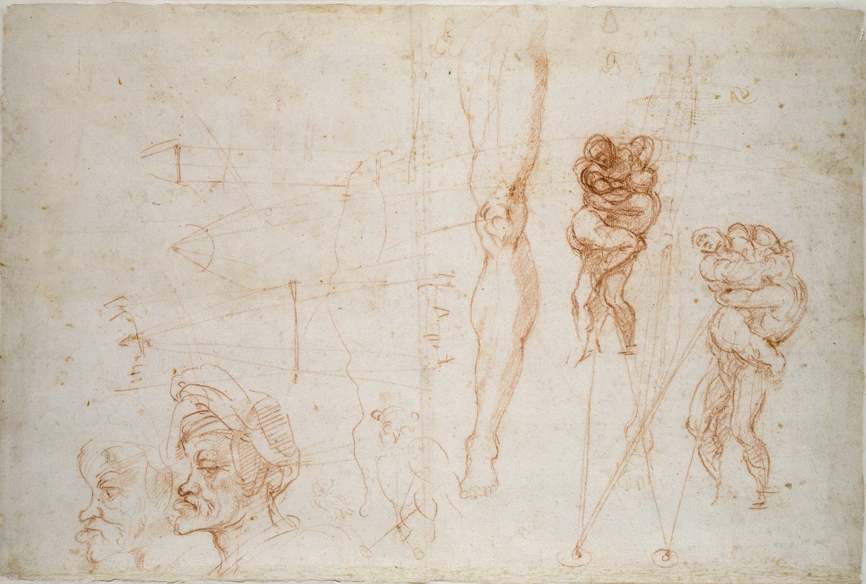 Herkules i Antaeus i inne studia, XVI wiek autorstwa Michelangelo Buonarroti