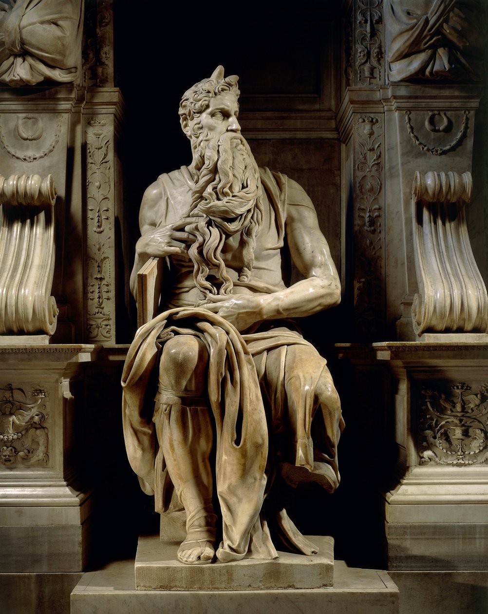 Włochy, Rzym, bazylika św. Piotra, Mojżesz, fragment z grobowca Juliusza II, ok. 1515, autorstwa Michała Anioła (1475-1564) autorstwa Michelangelo Buonarroti