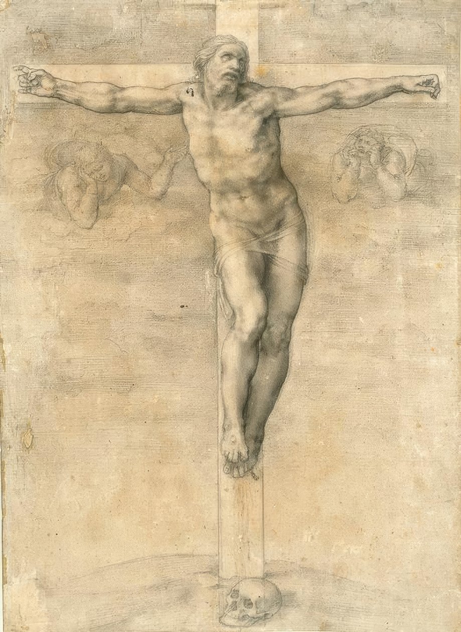Ukrzyżowanie z dwoma aniołami autorstwa Michelangelo Buonarroti