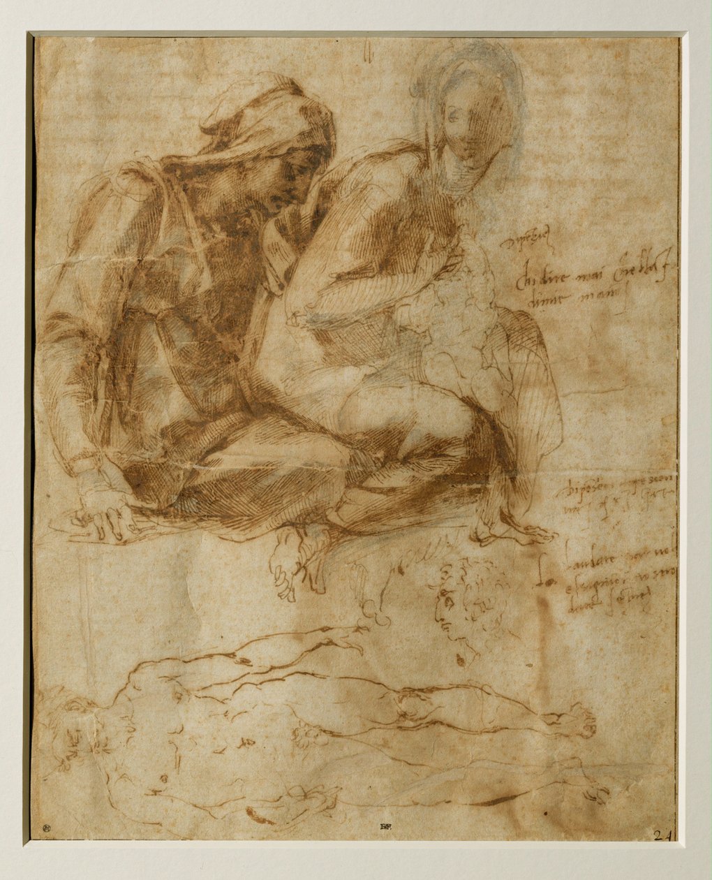 Dziewica, Dzieciątko i Święta Anna, męski akt ... autorstwa Michelangelo Buonarroti