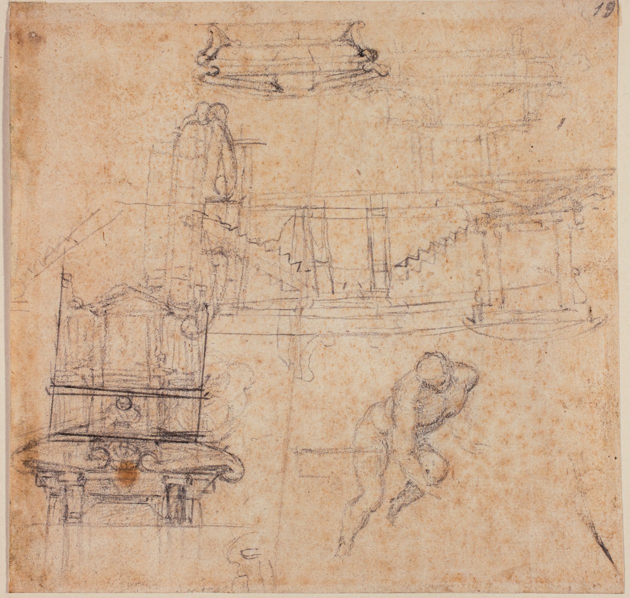 Różne studia, dla św. Jana Chrzciciela, dla grobowca i szkice architektoniczne autorstwa Michelangelo Buonarroti