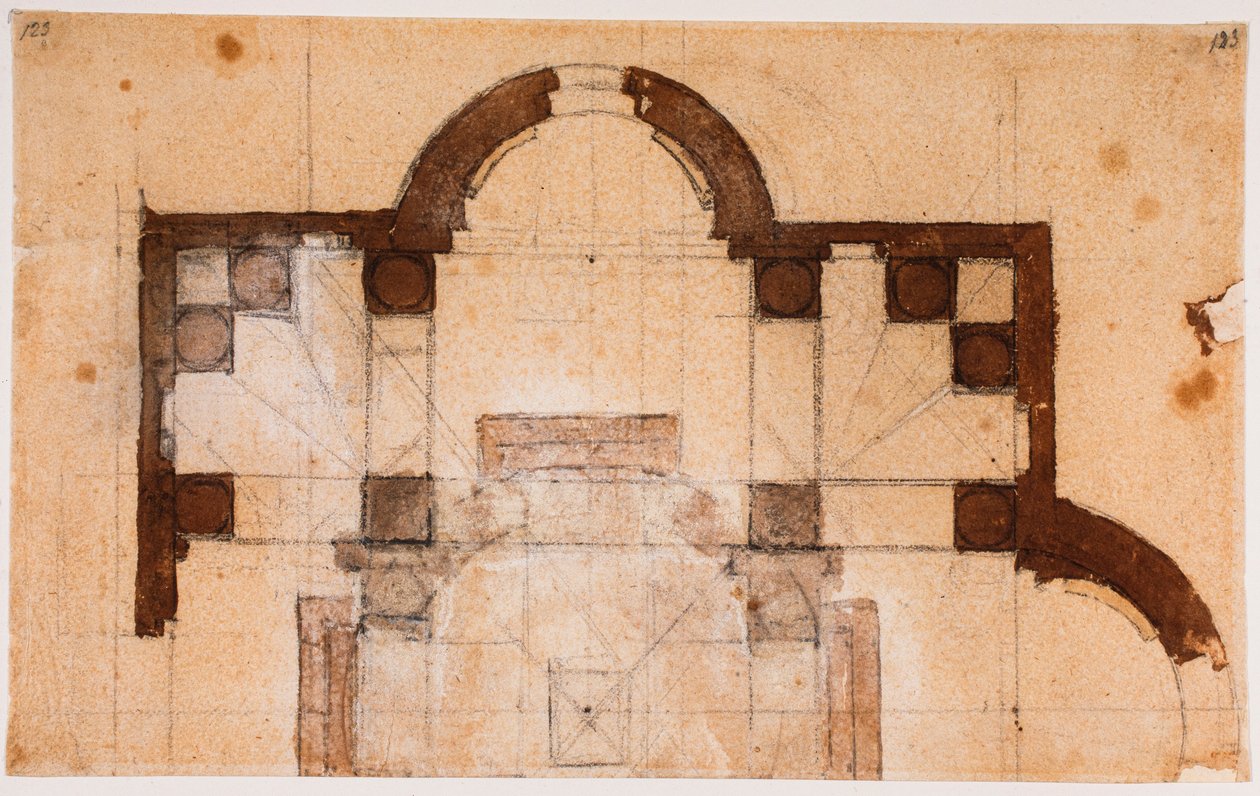 Częściowy plan San Giovanni dei Fiorentini autorstwa Michelangelo Buonarroti