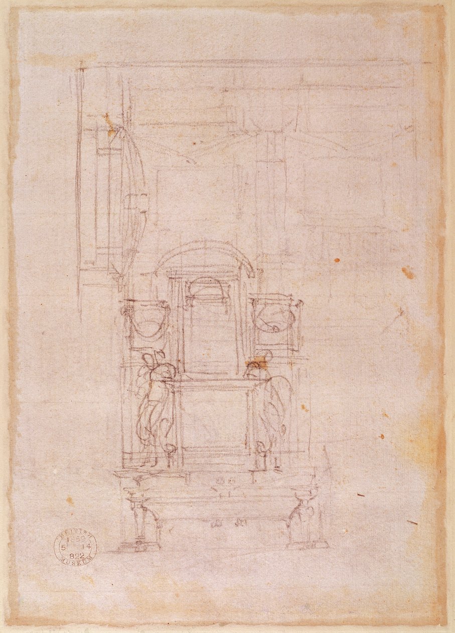 Rysunek przygotowawczy do grobu papieża Juliusza II autorstwa Michelangelo Buonarroti