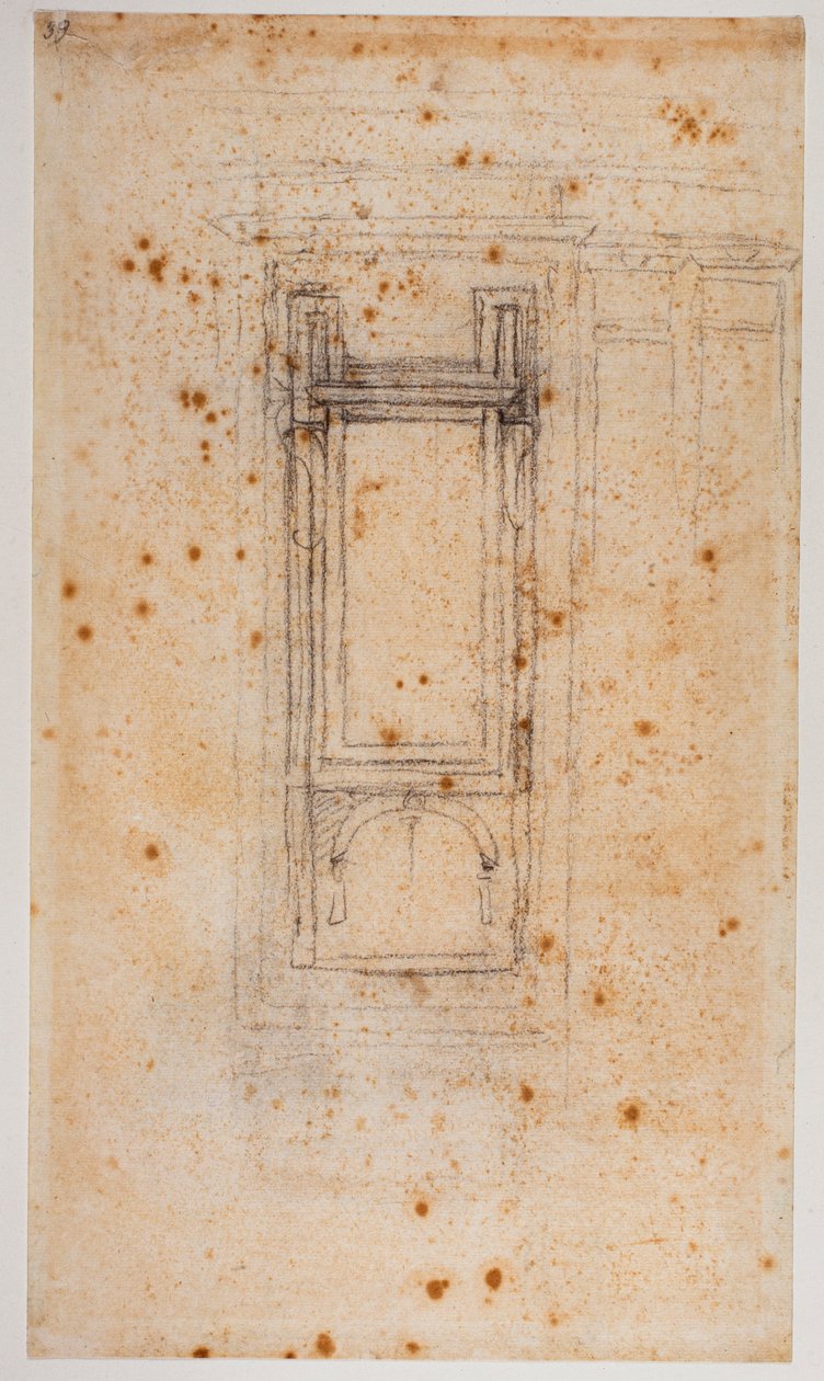 Projekt okna i studia dla Laurentian Recept, XVI wiek (rysunek) autorstwa Michelangelo Buonarroti
