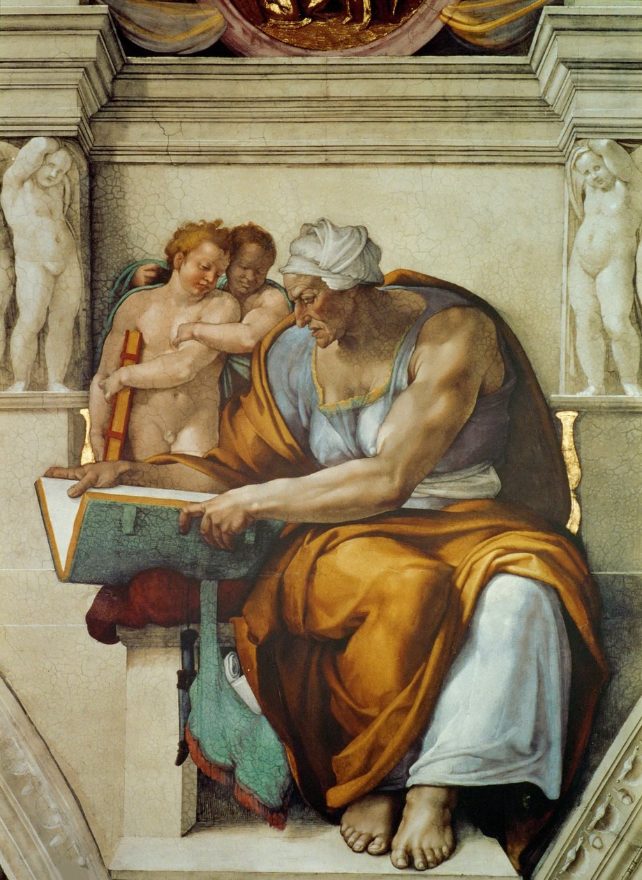 Prorocy i Sybille: sufit Kumejskiej Sybilli Kaplicy Sykstyńskiej w Watykanie, 1508-1512. autorstwa Michelangelo Buonarroti