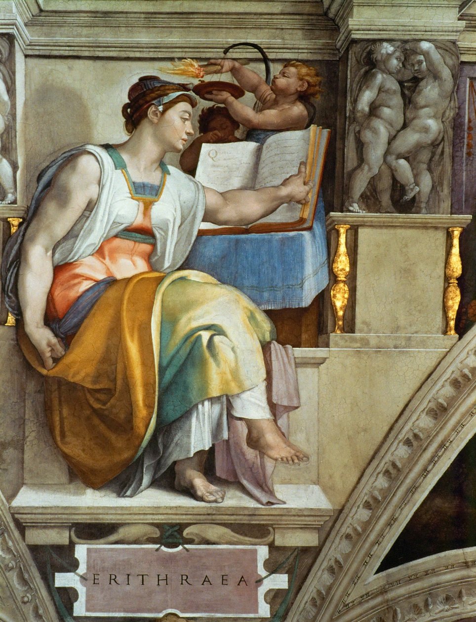 Prorocy i Sybille: Erytraean Sybilli sufit Kaplicy Sykstyńskiej w Watykanie, 1508-1512. autorstwa Michelangelo Buonarroti