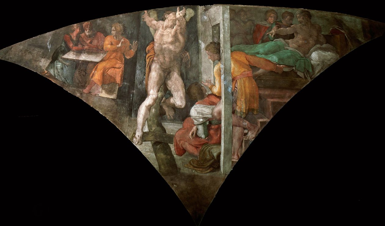 Kara sufitu Kaplicy Sykstyńskiej Hamana w Watykanie, 1508-1512. autorstwa Michelangelo Buonarroti