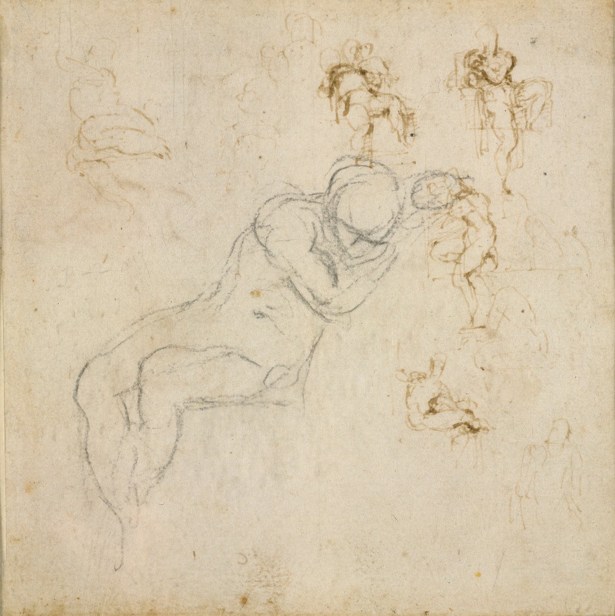 Recto: Ośmiocyfrowe studia. Verso: Badanie rysunku, c1490-1560 autorstwa Michelangelo Buonarroti
