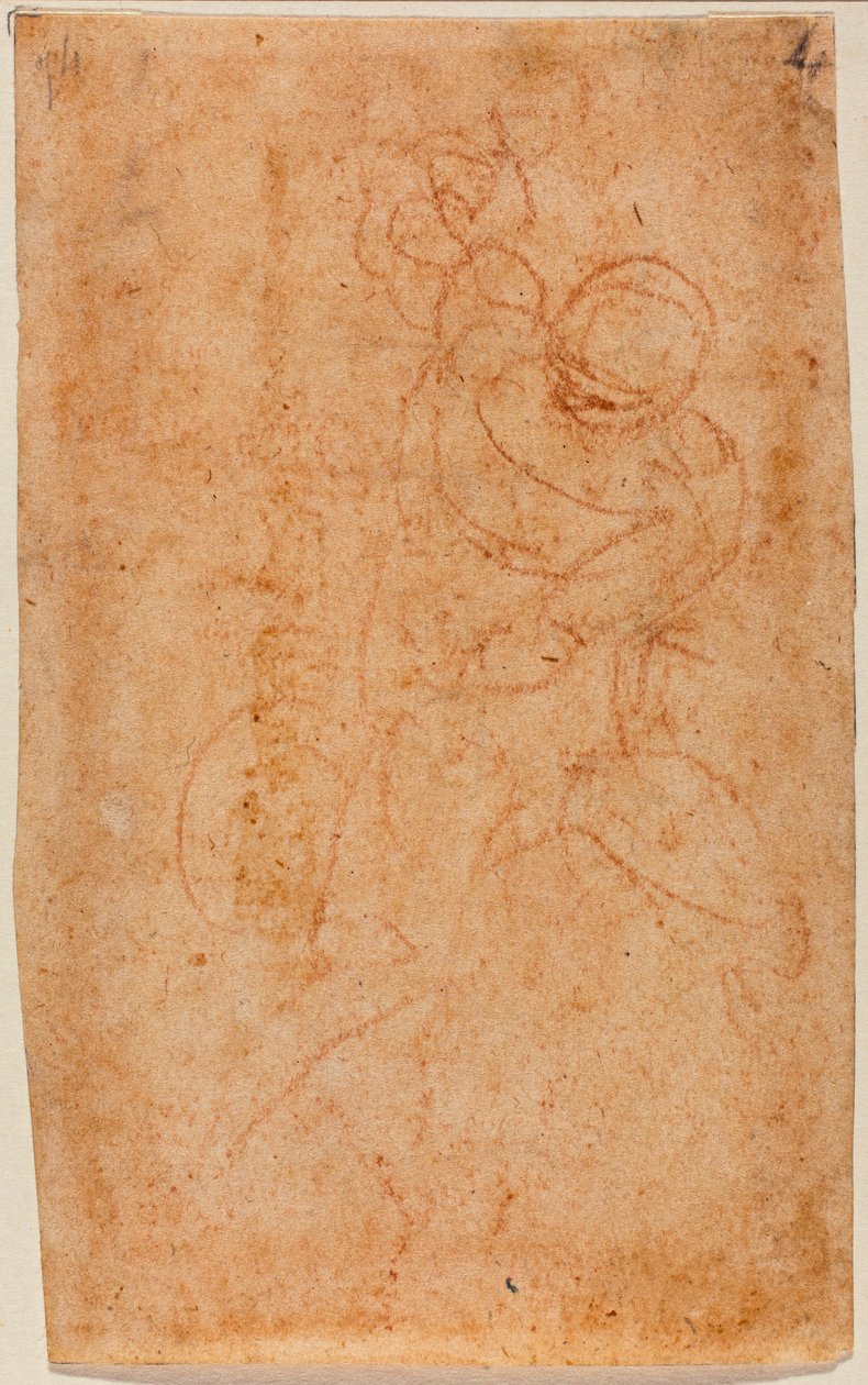 Mężczyzna nago w pozycji siedzącej autorstwa Michelangelo Buonarroti