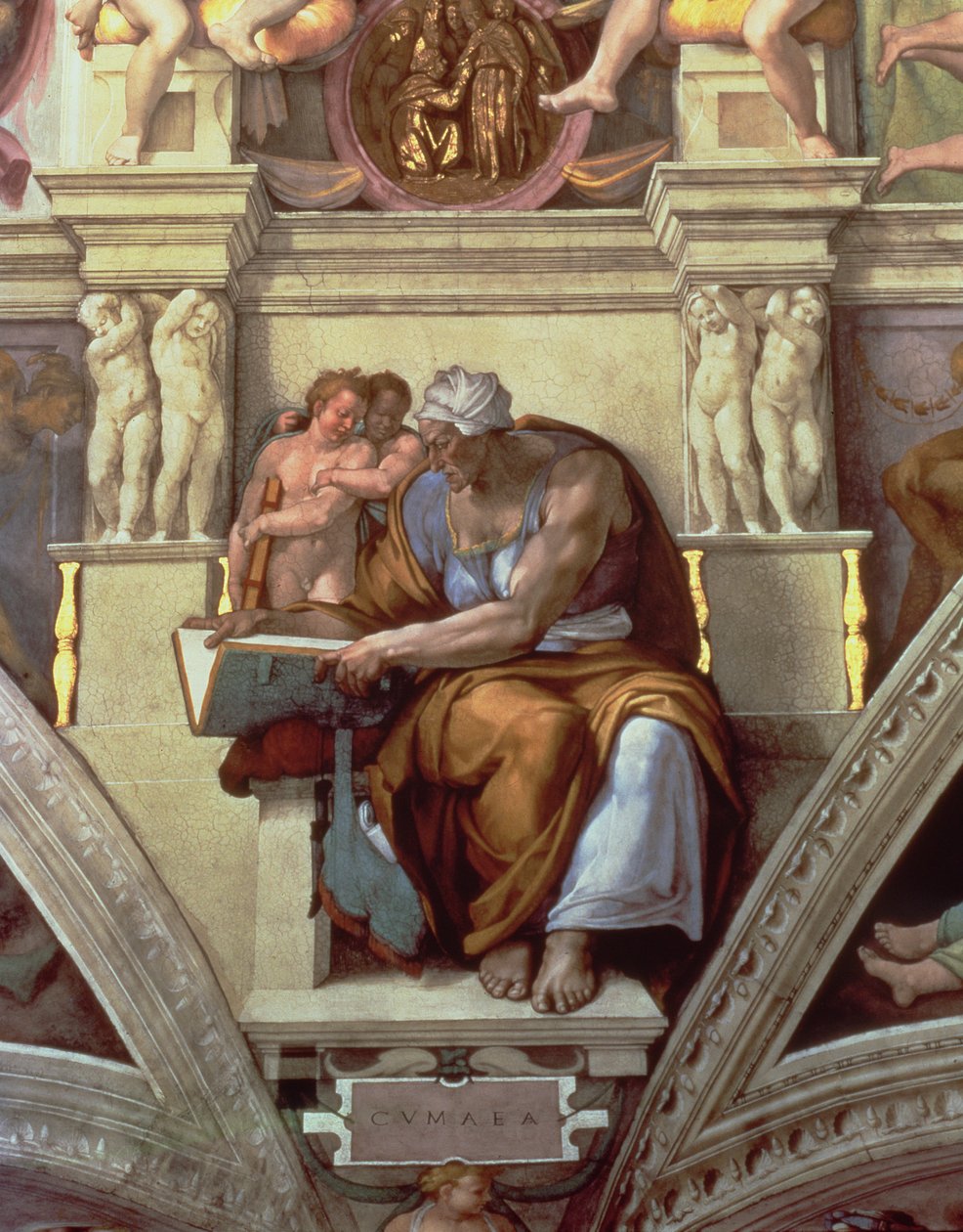 Sufit Kaplicy Sykstyńskiej: Cumaean Sibyl autorstwa Michelangelo Buonarroti