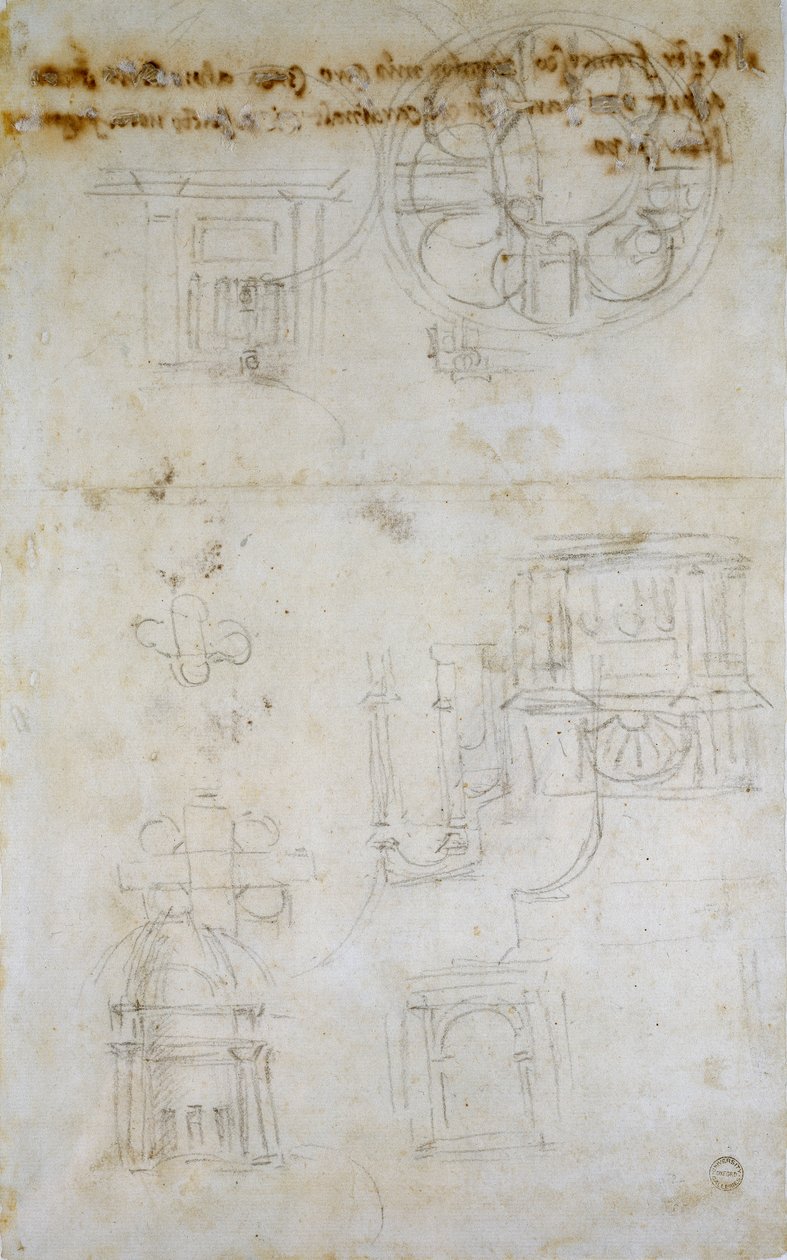 Szkic przedstawiający Studia dla św. Piotra, c1490-1560 autorstwa Michelangelo Buonarroti