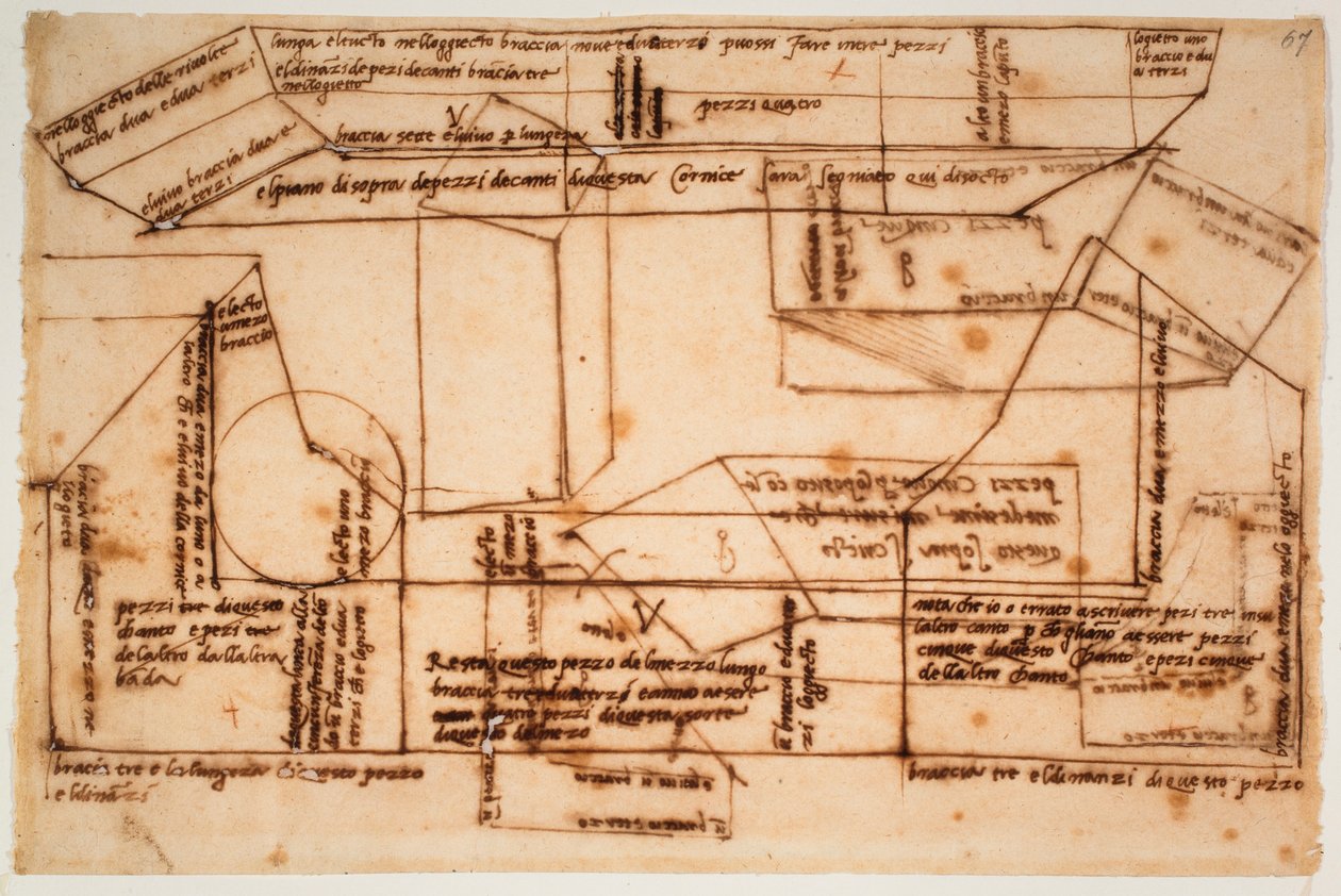 Szkice marmurowych bloków do grobowca Juliusza II autorstwa Michelangelo Buonarroti