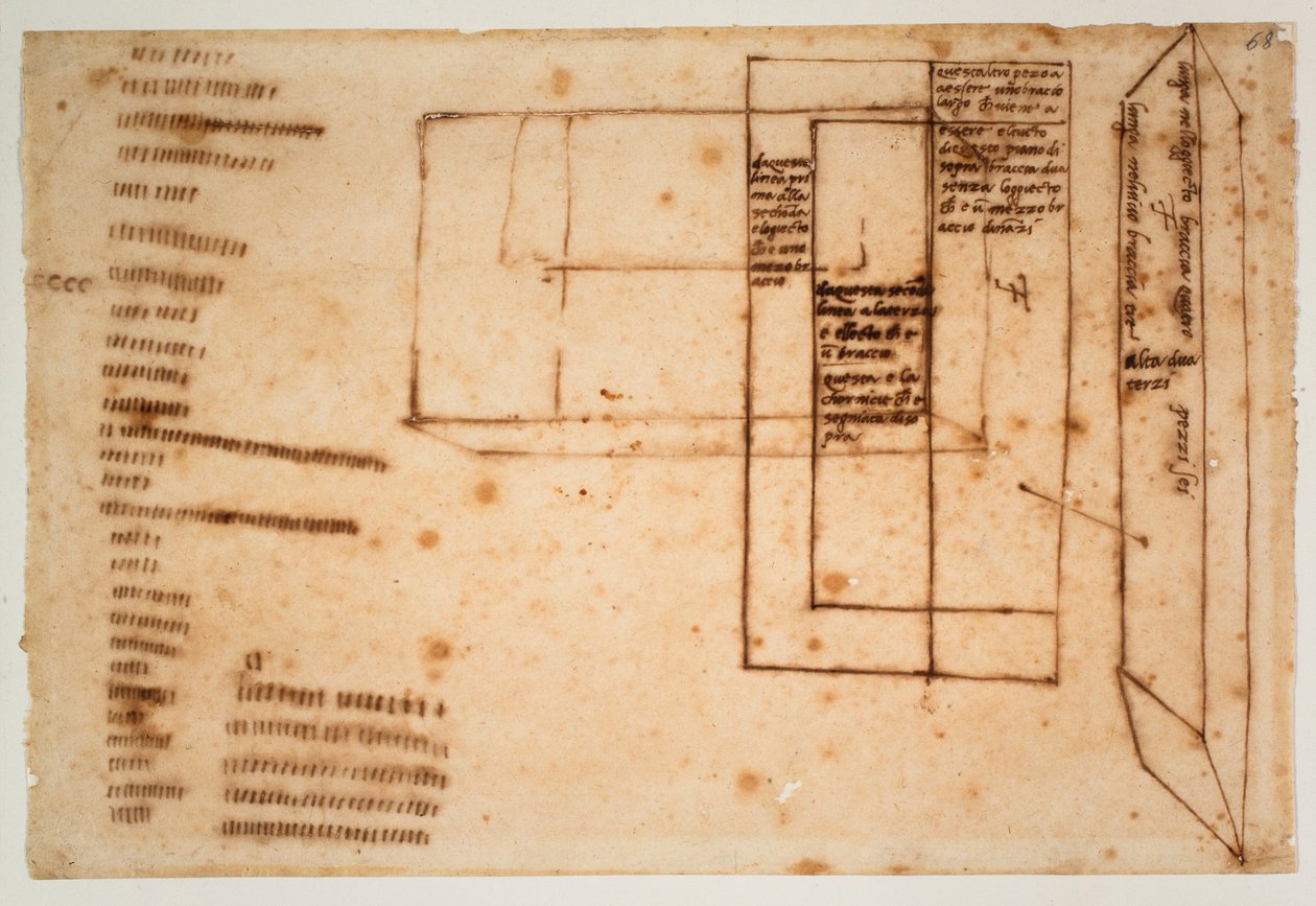 Szkice marmurowych bloków do grobowca Juliusza II autorstwa Michelangelo Buonarroti