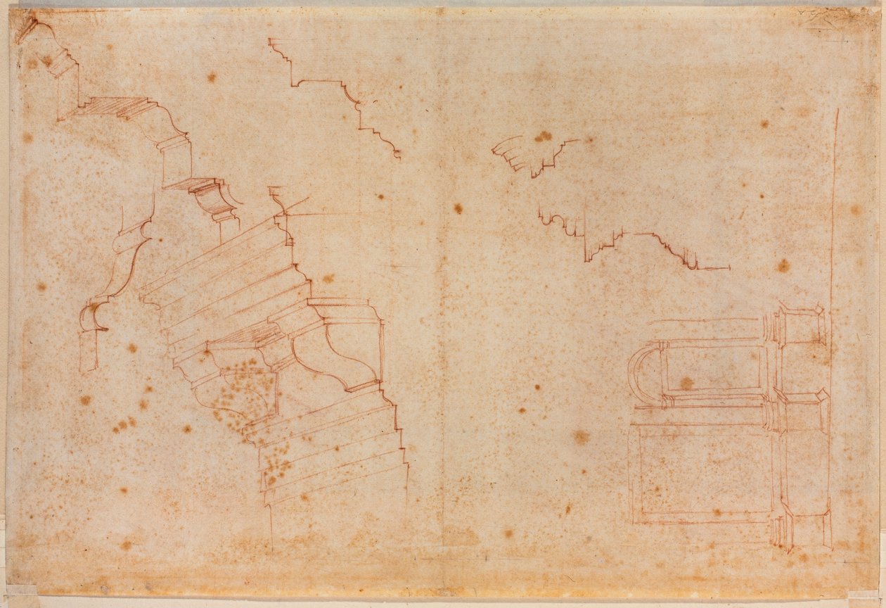Studia z zabytków rzymskich, XVI wiek (rysunek) autorstwa Michelangelo Buonarroti