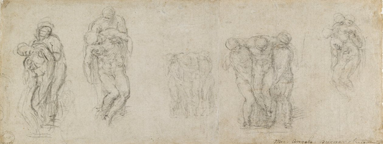 Studia na Pietę i złożenie do grobu, XVI w. autorstwa Michelangelo Buonarroti