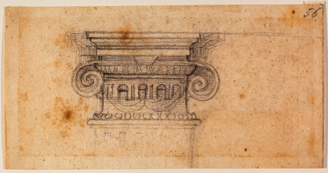 Studium siedzącej postaci, XVI wiek (rysunek) autorstwa Michelangelo Buonarroti