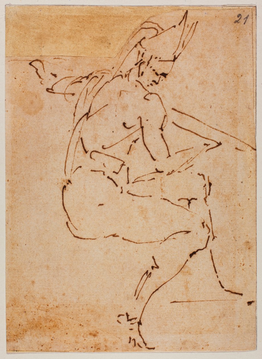 Studium postaci siedzącej autorstwa Michelangelo Buonarroti