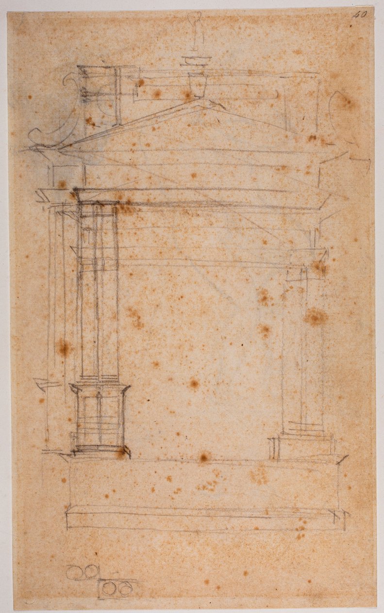 Studium ołtarza lub grobowca przyściennego autorstwa Michelangelo Buonarroti