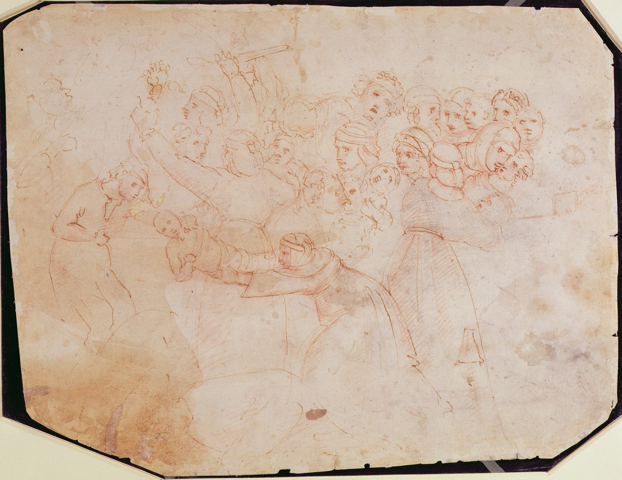Study for the Massacre of the Innocents (brązowy tusz na papierze) (recto) (odwrotność patrz 191770) autorstwa Michelangelo Buonarroti