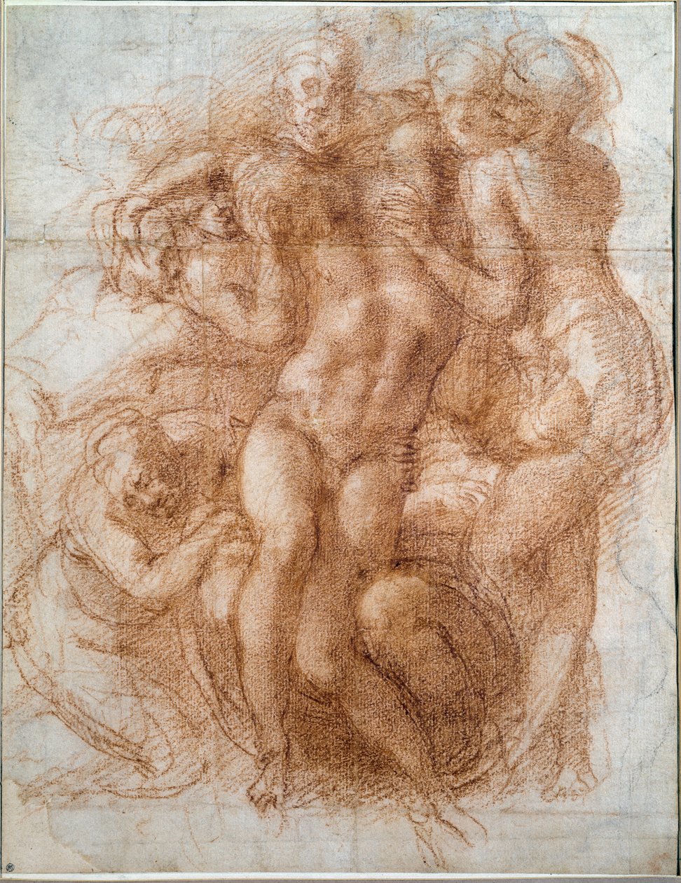 Studium dla złożenia piety Chrystusa (rysunek autorstwa Michelangelo Buonarroti