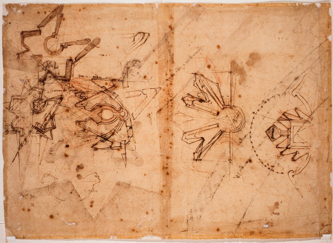 Studium nad nadburciem bramy na łąkę Wszystkich Świętych autorstwa Michelangelo Buonarroti