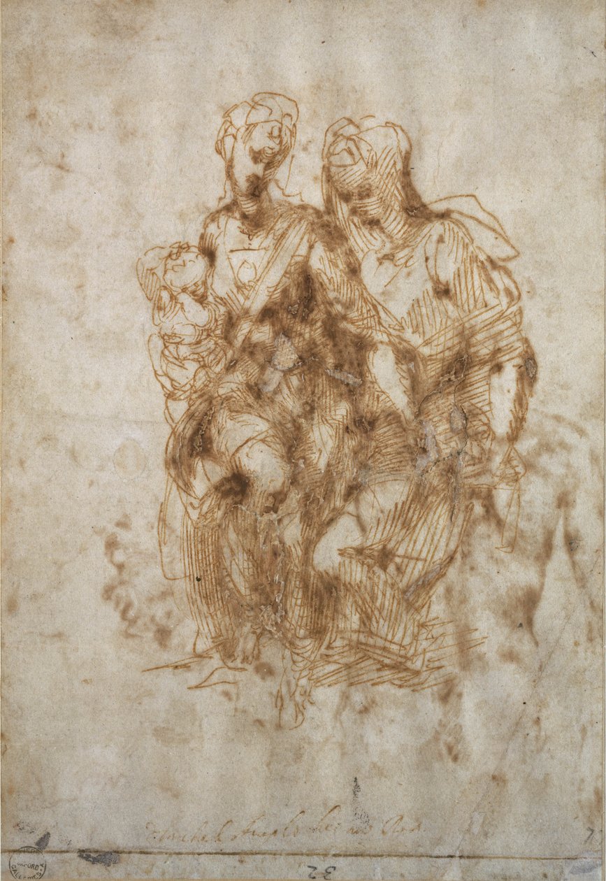 Studium św. Anny według „Anny” Leonarda da Vinci, ok.1502 autorstwa Michelangelo Buonarroti