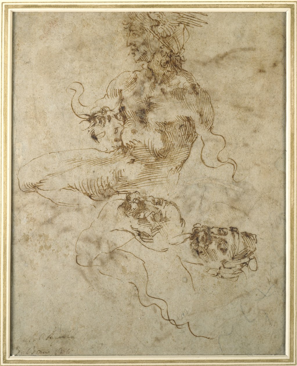 Studium młodzieńca w pozycji siedzącej po 15012 r. autorstwa Michelangelo Buonarroti